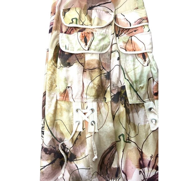 Anthropologie Women's Floral Wide-Leg Pants With Pockets & Lace-Up Detail Size 0 - Picture 3 of 9